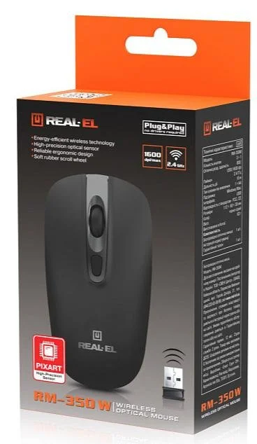 Фото: Миша Real-EL RM-350W Wireless Black (EL123200043) № 19 | KTC