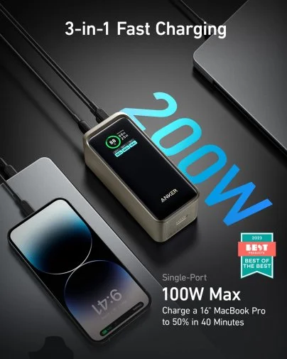 Фото: Батарея універсальна Anker Prime 20000mAh 200W Black (A1336011) № 11 | KTC
