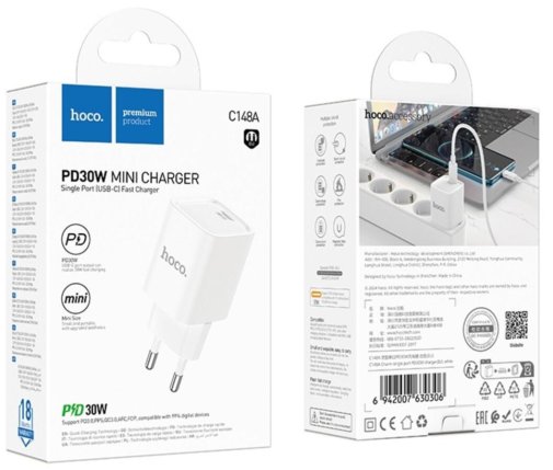 Зарядний пристрій Hoco C148A Charm 30W White (6942007630306)