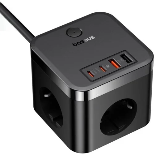 Фото: Мережевий фільтр Baseus PowerCombo Cube Power Strip 3/1.5m Black (E00066400117-00) № 6 | KTC