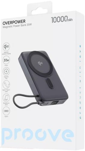 Батарея універсальна Proove OverPower 10000mAh Qi2 35W Black (62571)