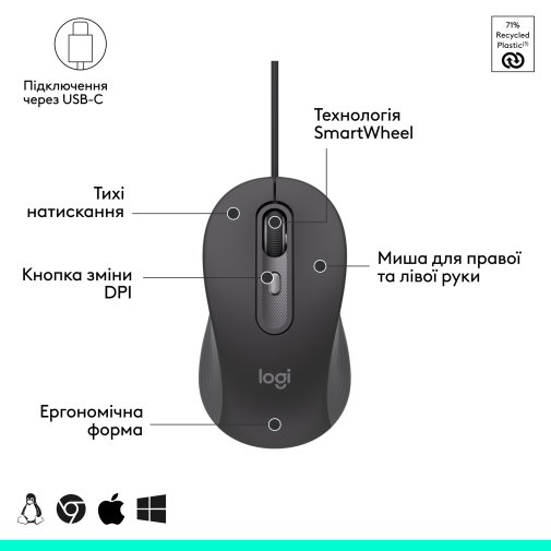 Миша Logitech Signature M620 USB Graphite (910-007511)