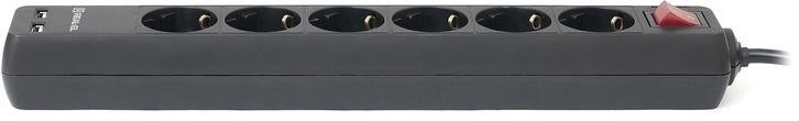 Мережевий фільтр Real-EL RS-6 Protect 2xUSB 6/3m Black (EL122300017)