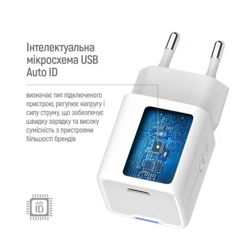 Фото: Зарядний пристрій ColorWay GaN Mini PD 35W White with Type-C / Type-C (CW-CHS056PDC-WT) № 22 | KTC