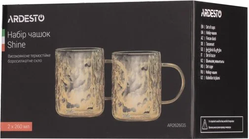 Фото: Набір чашок Ardesto Shine 260ml 2pcs Gold (AR2626GS) № 6 | KTC