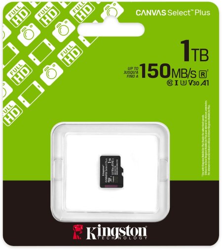 FLASH пам'ять Kingston Canvas Select Plus Gen3 UHS-I U1 V30 A1 Micro SDXC 1TB with adapter (SDCS3/1TB)