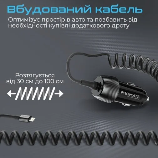Фото: Автомобільний зарядний пристрій Promate PowerDrive-33PDI Black (6959144059648) № 12 | KTC