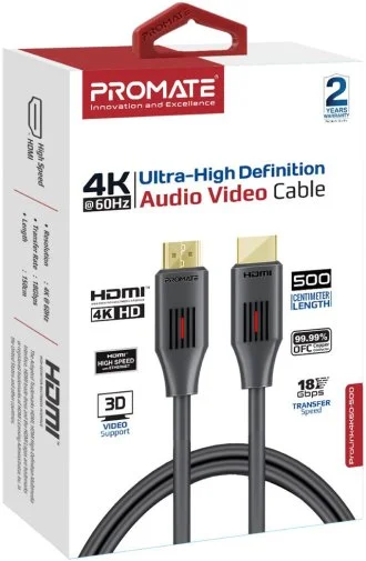Фото: Кабель Promate ProLink4K60-500 HDMI / HDMI v.2.0 5m Black (6959144063874) № 10 | KTC