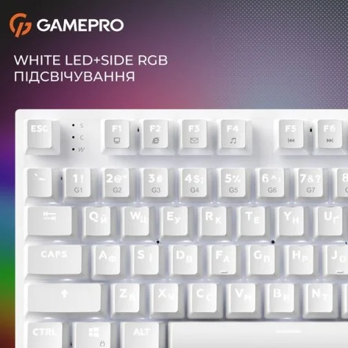 Фото: Клавіатура GamePro Genesis Joker MK124W Red Switches USB White № 36 | KTC