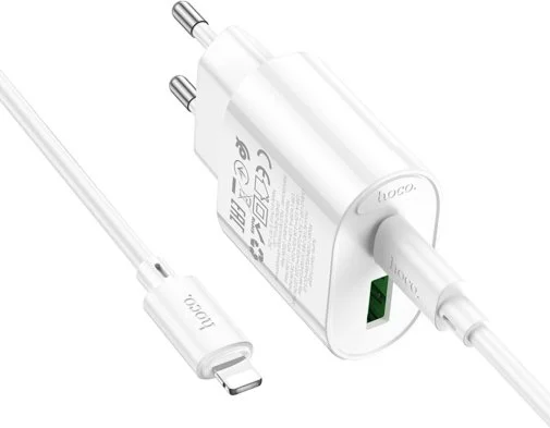 Фото: Зарядний пристрій Hoco C109A QC PD 20W White with Type-C/Lightning (6942007656726) № 14 | KTC