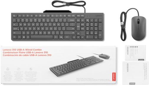 Клавіатура+мишка, Lenovo 310 USB-A Wired Combo Ukraine, Grey