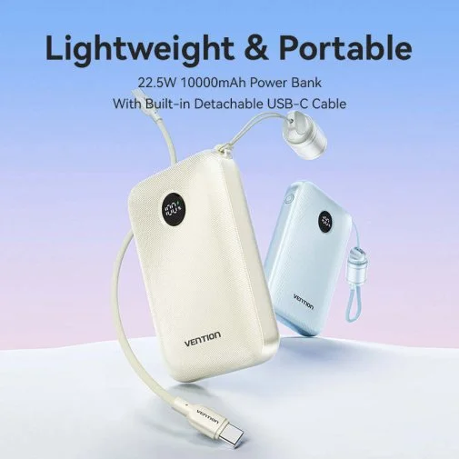 Фото: Батарея універсальна Vention FKAN0-C 10000mAh 22.5W with Built-in USB-C Cable Beige № 17 | KTC