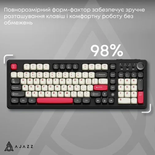 Фото: Клавіатура Ajazz AF98 Plus USB/WL/BT Black/White/Red (AF98-PLUS-BSR) № 23 | KTC