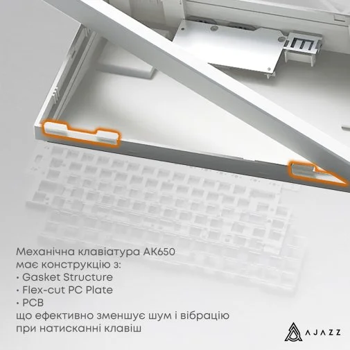 Фото: Клавіатура Ajazz AK650 Sea Salt Switches ENG/UKR USB Blue/White/Blue (AK650-SS-BWB) № 26 | KTC
