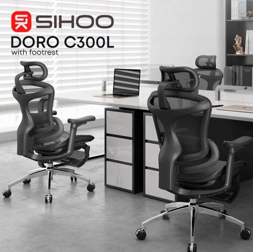 Фото: Крісло SIHOO Doro C300L with Footrest Black (DORO-C300L-A3-101-JT) № 26 | KTC