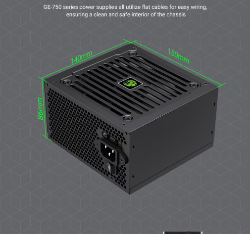 Блок живлення Gamemax 750W GE-750, ATX, Fan 12cm, 80+ Bronze