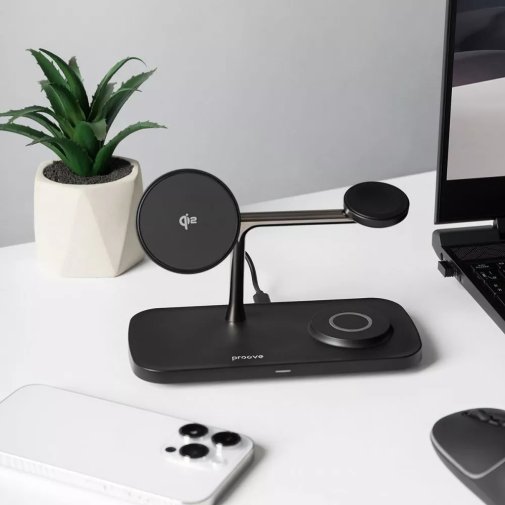 Бездротовий зарядний пристрій Proove Magnetic Field Pro 3in1 Qi2, Black