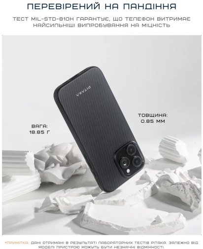 Чохол Pitaka for Apple iPhone 16 Pro - Military-Grade Protective Classic Twill 600D Black/Grey (KI1601PPA)