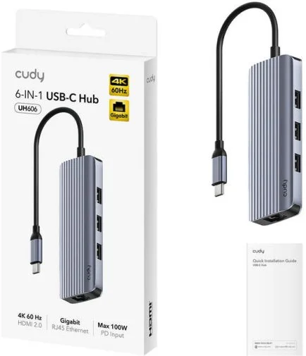 Фото: USB-хаб Cudy 6-In-1 USB-C Hub with Gigabit Ethernet (UH606) № 4 | KTC