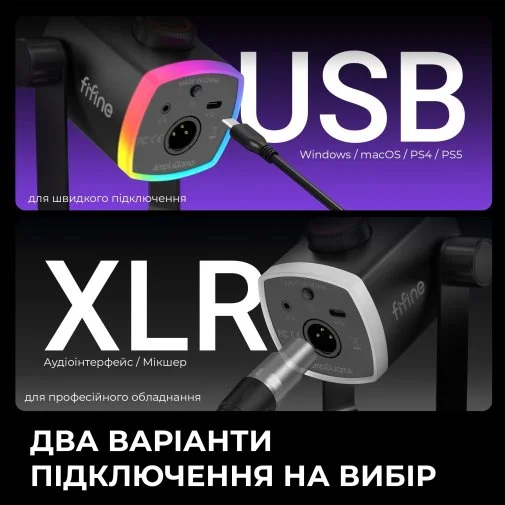 Фото: Мікрофон Fifine AM8PROS XLR/USB Black № 22 | KTC