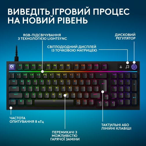 Клавіатура Logitech G316 X 98 Tactile ENG/UKR USB Black (920-014205)