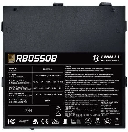 Фото: Блок живлення Lian-Li 550W RB 550B Black (G9P.RB0550B.B000.EU) № 8 | KTC