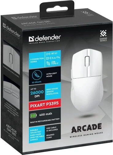 Фото: Миша Defender Arcade GM-381 White (52382) № 10 | KTC