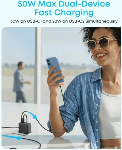 Фото: Зарядний пристрій Anker Zolo Charger 50W Black (A121EG11) № 12 | KTC