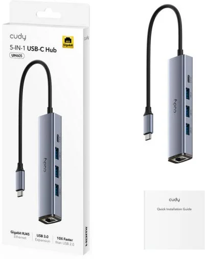 Фото: USB-хаб Cudy 5in1 UH605 Silver № 4 | KTC