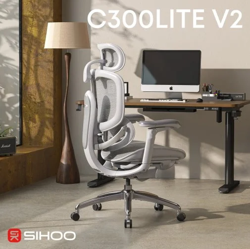 Фото: Крісло SIHOO C300 Lite V2 White (C300-LITE-V2-B102) № 26 | KTC