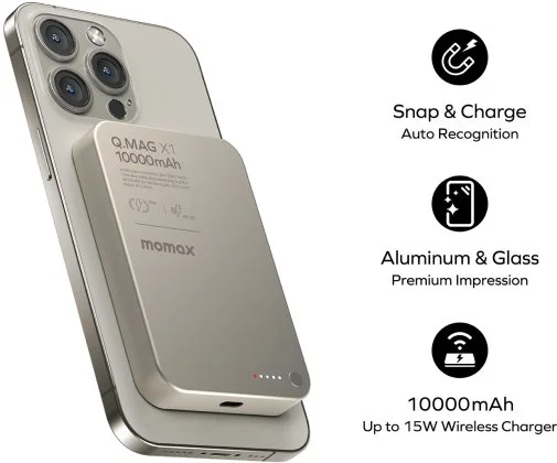 Фото: Батарея універсальна Momax Q.MAG X1 10000mAh 20W / Qi 15W Titan (IP117AE) № 19 | KTC