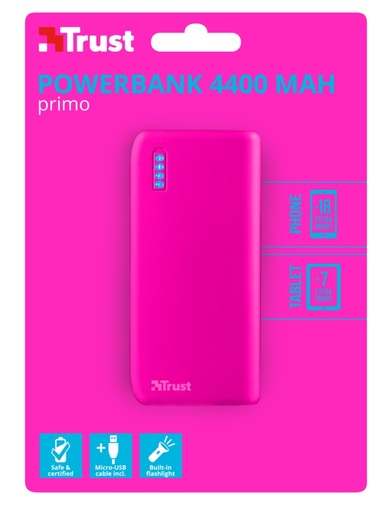 Батарея універсальна Trust Primo Power Bank 4400mAh Neon Pink (22059)