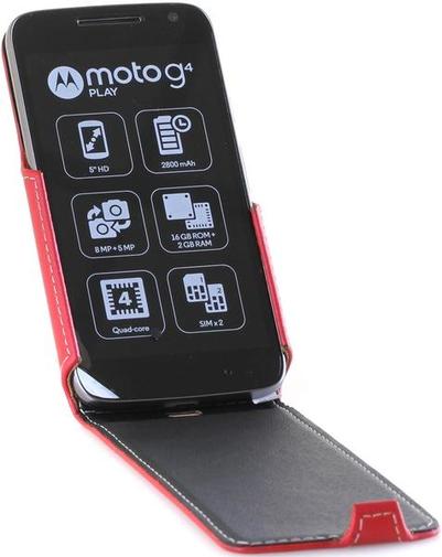 for Motorola G4 Play XT1602 - Flip case Red