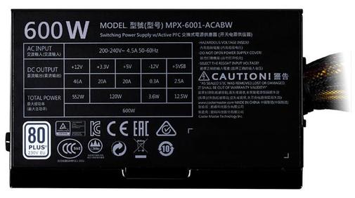  Блок живлення Cooler Master MPX-6001 600W (MPX-6001-ACABW-EU)