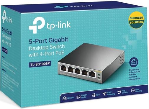 Switch, 5 ports, Tp-Link TL-SG1005P 10/100/1000Mbps PoE