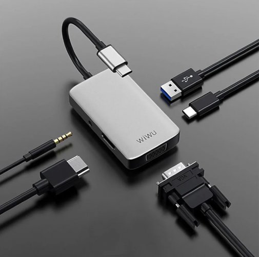 USB-хаб WIWU Alpha 5in1 USB-C Hub A513HVP Grey