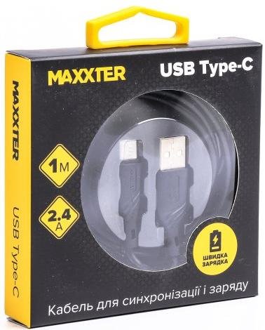 Кабель Maxxter AM / Type-C 1m Black (UB-C-USB-02-1m)