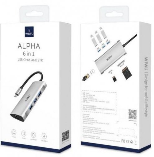 USB-хаб WIWU Alpha 631STR Grey (6973218930213)