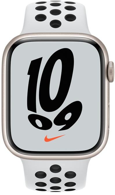 Смарт годинник Apple Watch Nike Series 7 GPS 45mm Starlight Aluminium Case with Pure Platinum/Black (MKNA3)