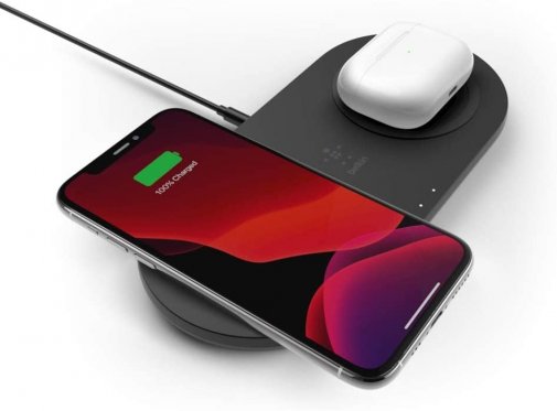 Зарядний пристрій Belkin Dual Pads Wireless Charging Qi 15W Black (WIZ008VFBK)