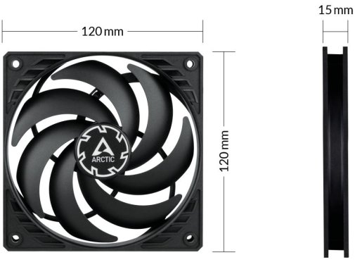 Вентилятор для корпуса Arctic P12 Slim PWM PST Black 3psc (ACFAN00275A)