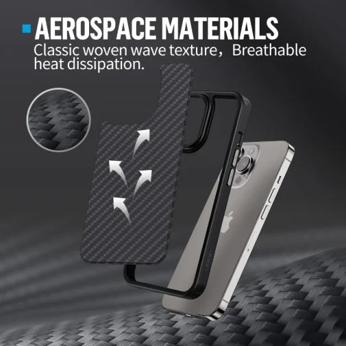 Фото: Чохол Blueo for iPhone 14 Pro Max - Armor Aramid Fiber Anti-Drop Case Black № 23 | KTC