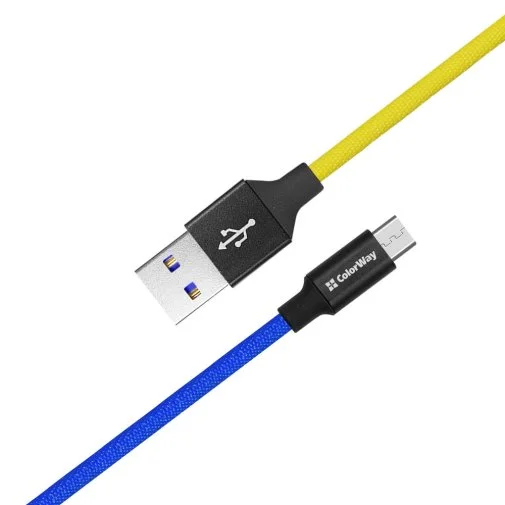 Фото: Кабель ColorWay AM / Micro USB 1m Blue/Yellow (CW-CBUM052-BLY) № 6 | KTC