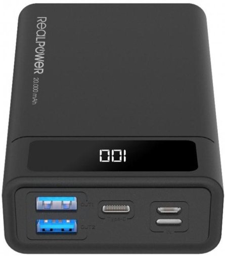  Батарея універсальна RealPower PB-20k PD 20000mAh Black