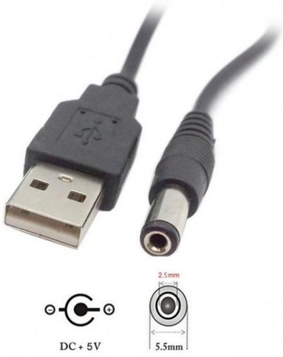 Кабель живлення ACCLAB USB / DC 5.5x2.5mm 5V/1.5A Black (1283126552823)