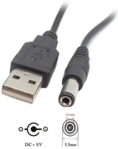 Фото: Кабель живлення ACCLAB USB / DC 5.5x2.5mm 5V/1.5A Black (1283126552823) № 5 | KTC
