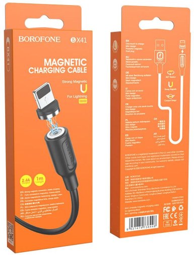 Кабель BOROFONE BX41 Amiable 2.4A AM / Lightning 1m Black (BX41LB)