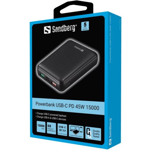 Батарея універсальна Sandberg USB-C PD 45W 15000mAh (420-66)