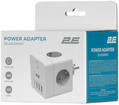 Фото: Мережевий фільтр 2E AD431WH 4xUSB White (2E-AD431WH) № 11 | KTC