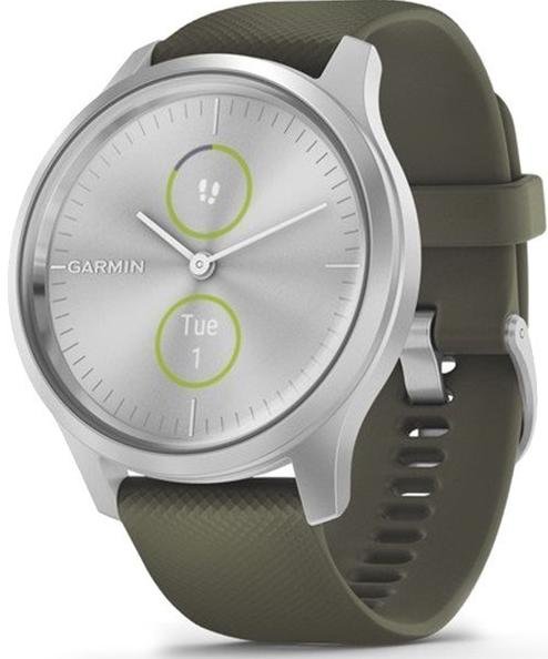 Смарт годинник Garmin Vivomove Style Silver Aluminum Case with Moss Silicone Band (010-02240-21)